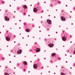 baby girl teddies - pink watercolor teddy bears pattern for modern cute nursery a842-8