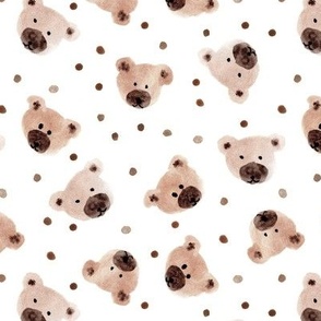 Earthy baby teddies - watercolor brown teddy bears pattern for modern cute neutral nursery a842-9