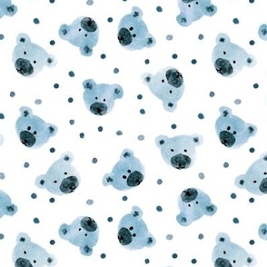 Indigo baby teddies - watercolor blue teddy bears pattern for modern cute nursery a842-10