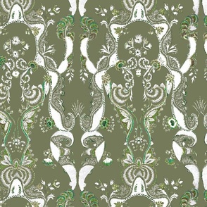 Indian Chintz Olive Green