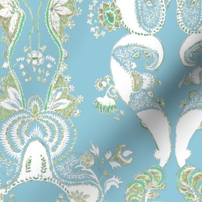 Indian Chintz Robins Egg Blue