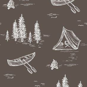 Lake Life in Brown for Forest Theme Home Decor & Wallpaper