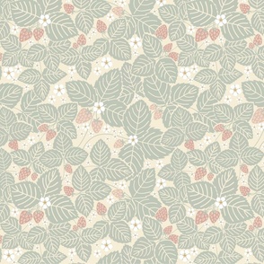 Garden plot Strawberry Feast | M size | 12" | Sage green on Off white