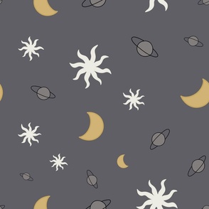 Celestial bodies seamless pattern.