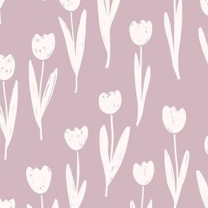 Tulip Field dusky rose/ romantic and playful floral pattern design for spring
