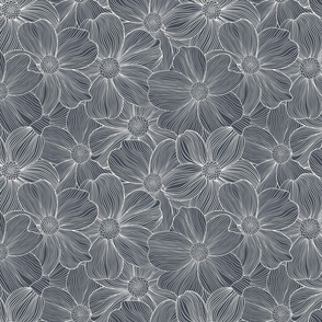 Dogwood Flowers in Charcoal