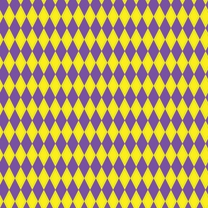 Harlequin diamond shapes, neon yellow on purple