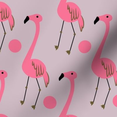 Medium - Pink flamingo on purple background 