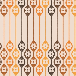 Retro 70s Flower Drops - Stripes  - Orange Ombre