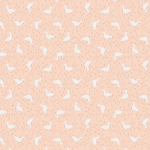 white geese - peach