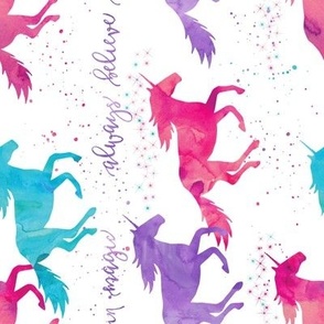 watercolor unicorns - purple, pink, aqua - believe in magic (90) c22