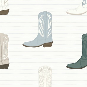 Cowboy Boots in Blue and Green with Stripe background | These Boots Were Made for Living