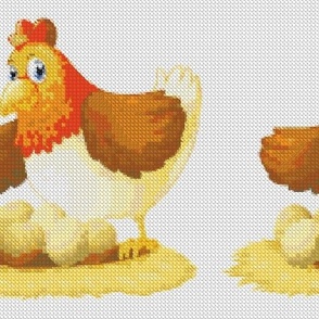 Cross Stitch Hen And Eggs