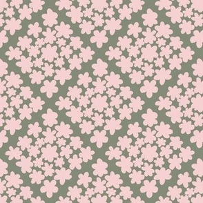 Floral checkers - pink & green