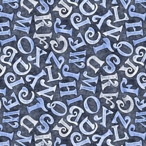 Embroidery Alphabet on Blue Denim 