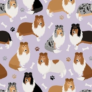 Rough Collie Paws and Bones Purple