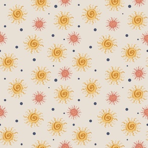 Rise and shine - sun and dots - pink, blue, yellow