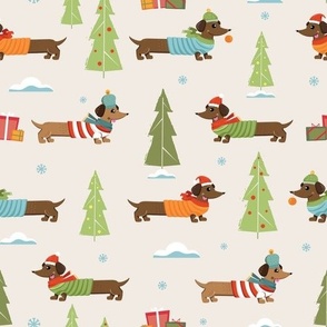 Dachshunds on winter holidays