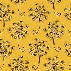 Fluffy dandelions yellow