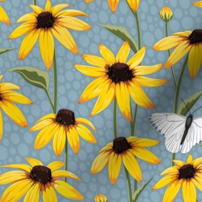 Rudbekia pattern blue