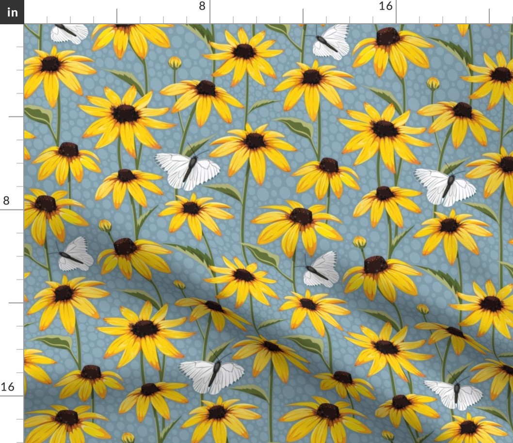 Rudbekia pattern blue