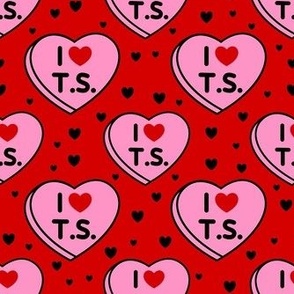 I Love T.S.   Valentine Conversation Hearts Red
