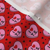 Small I Love T.S.   Valentine Conversation Hearts Red