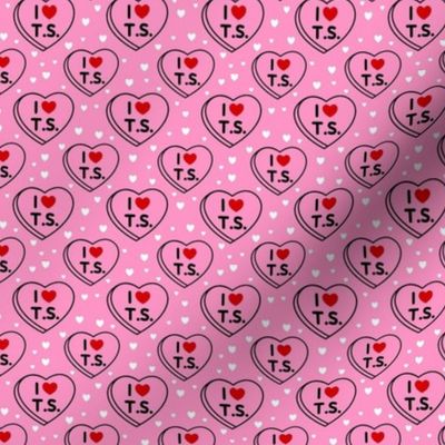 Small I Love T.S.   Valentine Conversation Hearts Pink