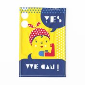 Yes, We Can! -Rosie the Riveter- International Women's Day Wall Hanging or Tea Towel- Geometric- Bold Colors-  Feminism- Women's Rights- Gender Equality- Girl Power