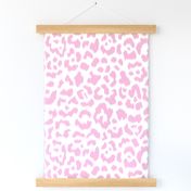 Sweet Pea Pink on  White Ikat leopard 