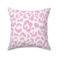 Sweet Pea Pink on  White Ikat leopard 