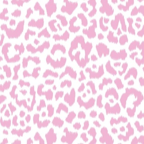 Sweet Pea Pink on  White Ikat leopard 