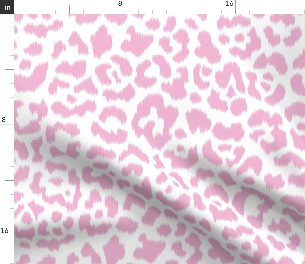 Sweet Pea Pink on  White Ikat leopard 