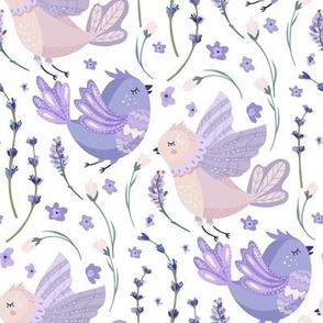 Lavender Provence romantic flower and bird