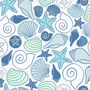Seashells in Tropical Blue - Jumbo Scale