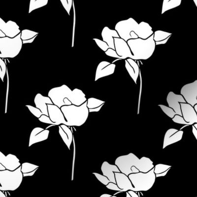 '50s Roses in white on black