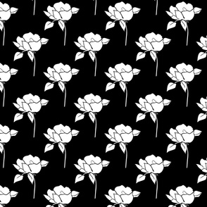 '50s Roses in white on black