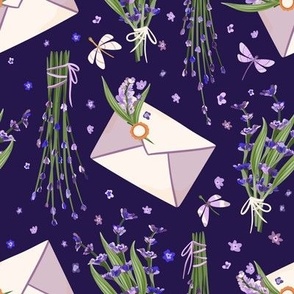 Lavender Provence romantic flower and envelope 