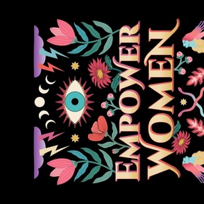 Empower Women - dancing women with flowers, snakes, eye (for wall hanging & tea towel)