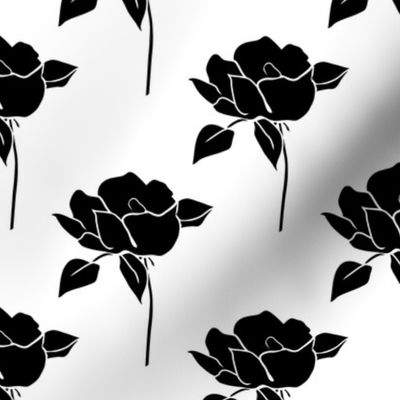 '50s Roses in black on white