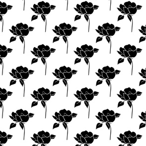 '50s Roses in black on white