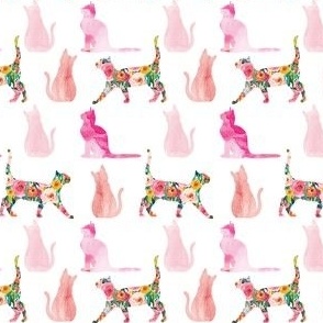 small pink floral cats