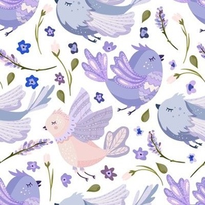 Lavender Provence romantic flower and bird