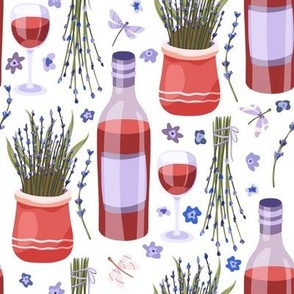 Lavender flower and red wine