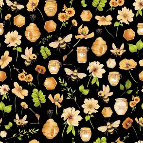 bumble bee floral black