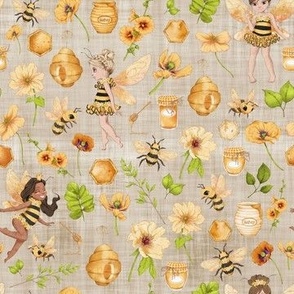 small scale bumble bee brown linen