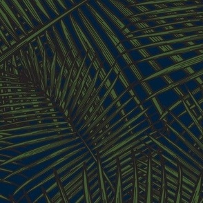 Palm Frond Royale on Blue