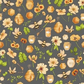 small scale bumble bee floral grey