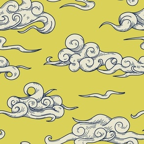 Swirly Twirly Clouds on Yellow