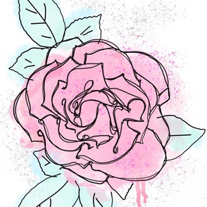 Spray painted roses with ink outline